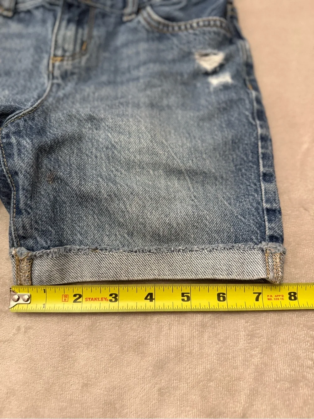 The Children's Place Girls Distressed Medium Wash Denim Midi Shorts Size 8 EUC